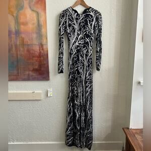 Va Va Voom Black and Silver Long Sleeve Jumpsuit